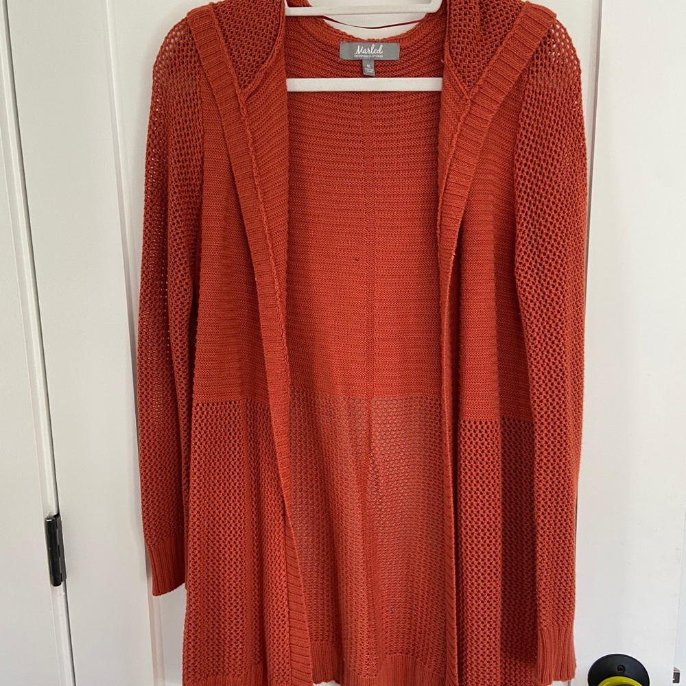 Burnt Orange Hooded Cardigan